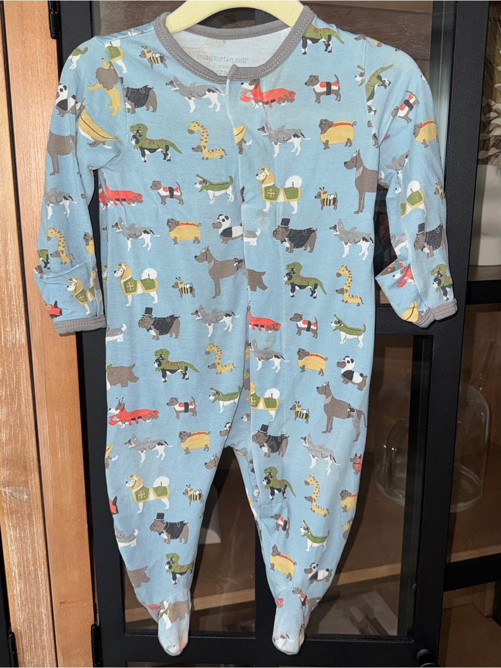 Magnetic Me footies modal dogs puppy newborn baby unisex indognito print sleeper